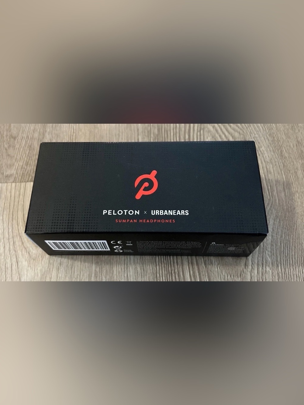 Peloton x Urbanears Black Headphones Box with Red Logo